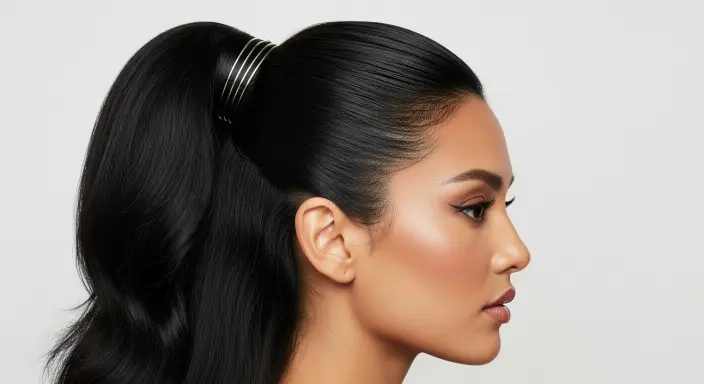 High Ponytail with Flipped Ends Disco Hair Ideas