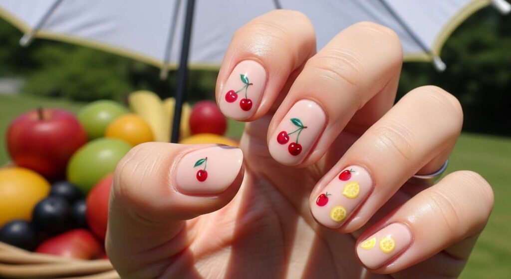 Fruity Accent Nails August Nails Design