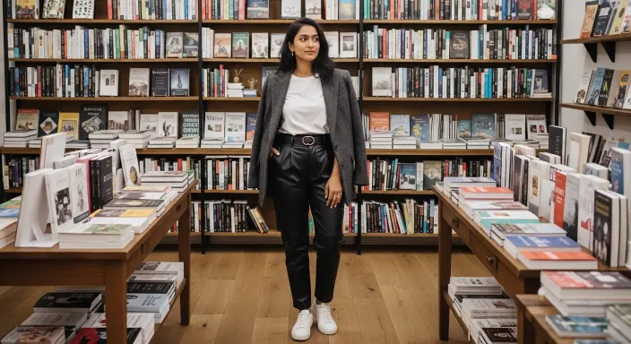Wool Blazer + Leather Pants + Minimalist Sneakers Chic Winter Outfits