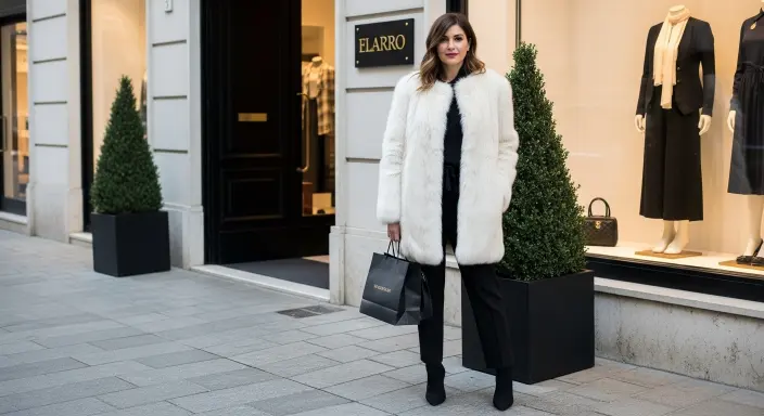 Faux Fur Coat + Monochrome Ensemble Classy Winter Outfits