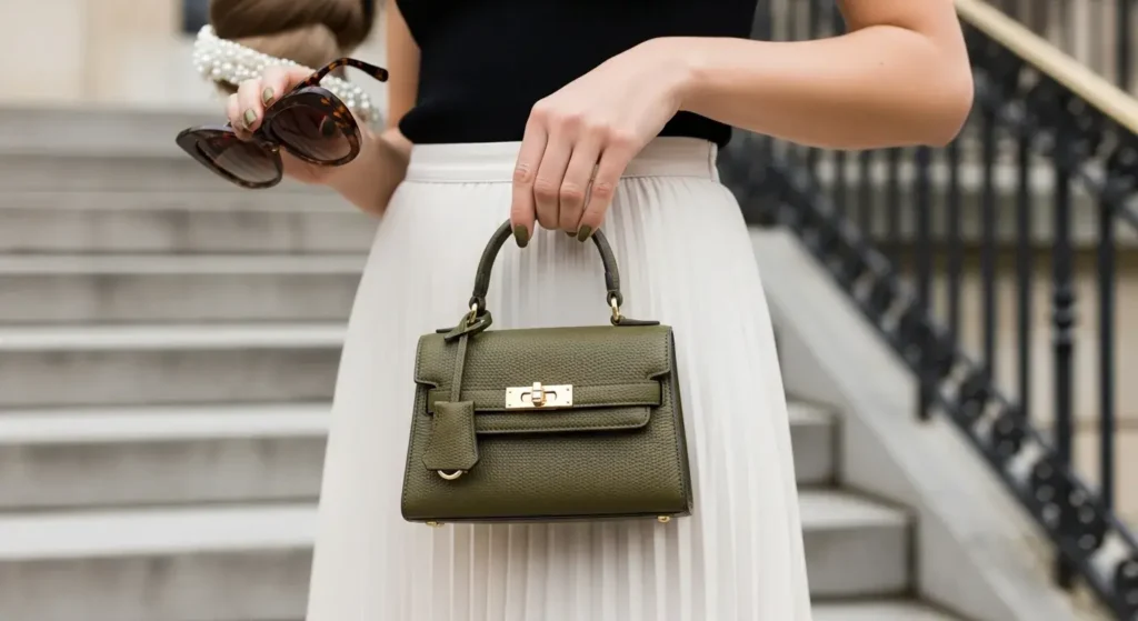 Micro Lady Bag in Olive Green Old Money Handbags