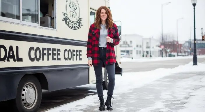 Flannel Shirt + Thermal Top + Skinny Jeans + Combat Boots Casual Winter Outfit Ideas