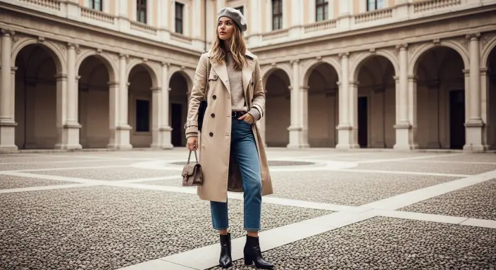 Trench Coat + Cozy Layers + Tailored Jeans Chic Winter Outfits