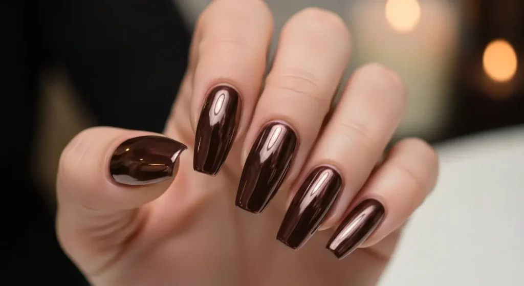 Chocolate Chrome Nails Autumn Nails Chic Ladies