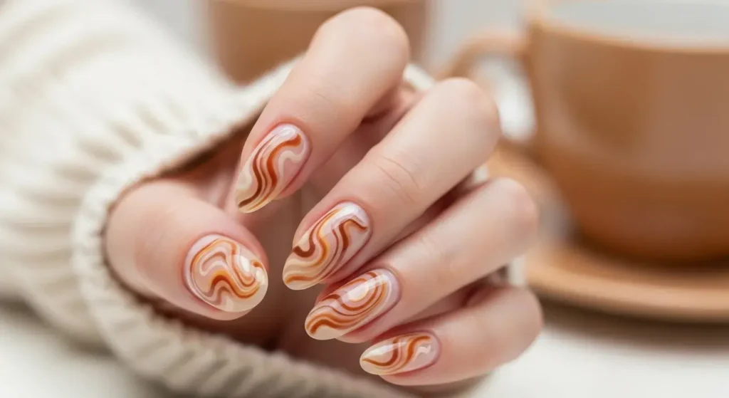 Spiced Chai Swirls Autumn Nails Chic Ladies