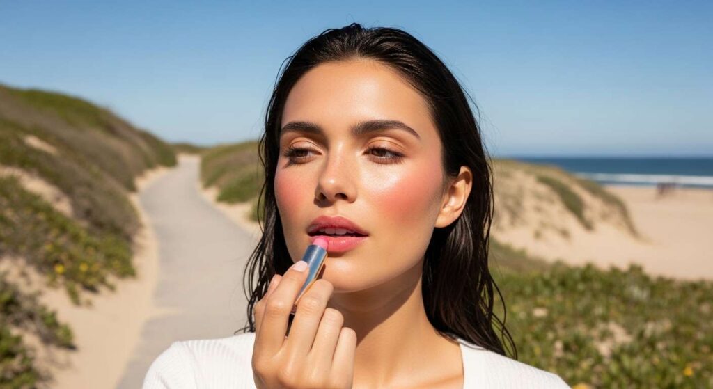 Glossy Lips or Tinted Lip Balm Light Summer Makeup