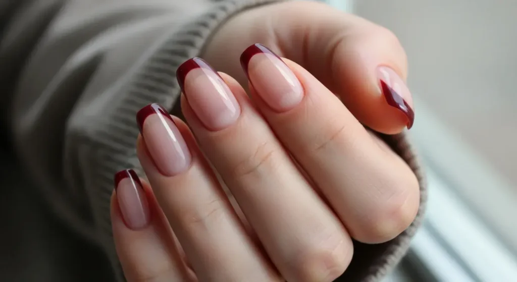 Burgundy French Tips Chic Burgundy Nails