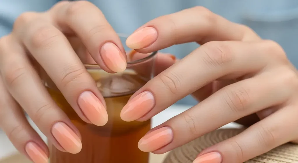 Peach Glazed Oval Nails End of Summer Nails Ideas