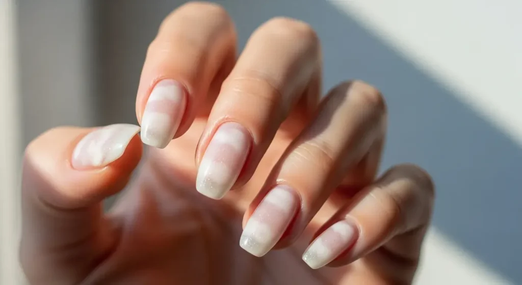 Cloud White Sheer July Nail Color Ideas