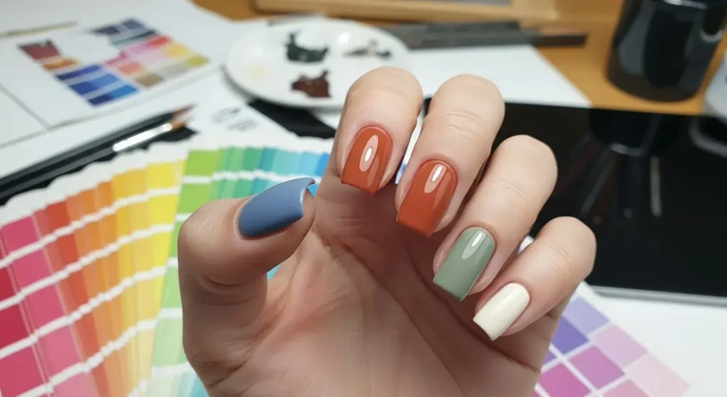 Color Block Gel Squares Back to School Nails