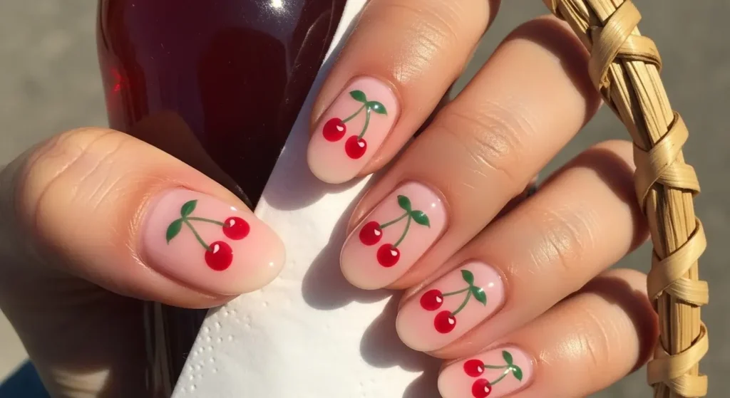 Cherry Dot Nails