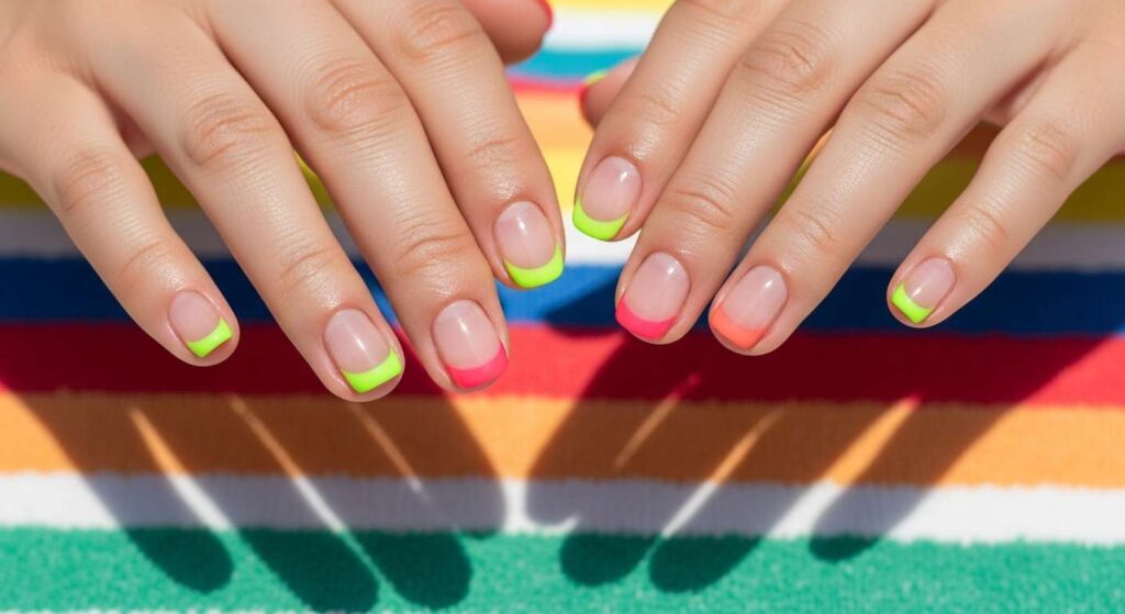 Neon French Tips August Nails Design