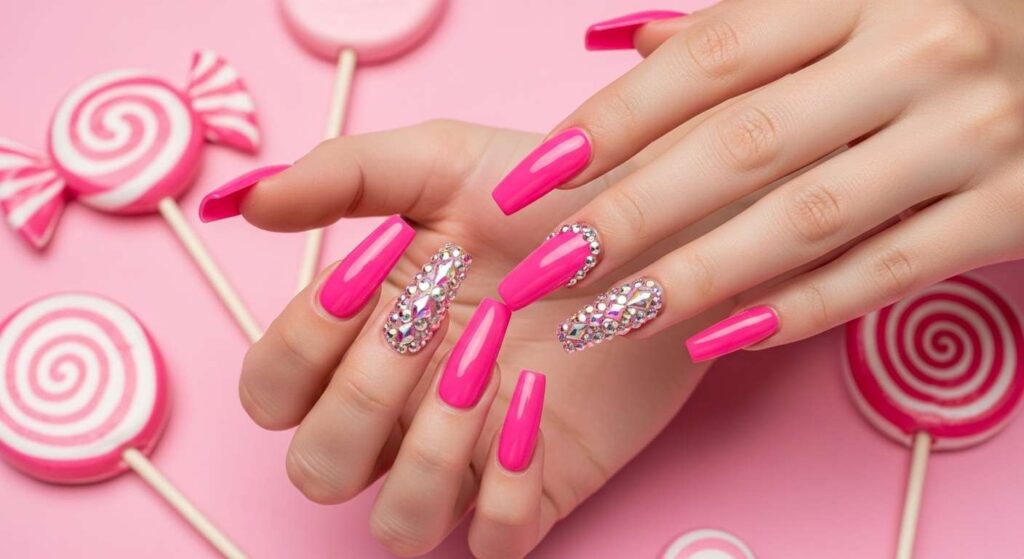 Barbiecore Pink Glam August Nails Design