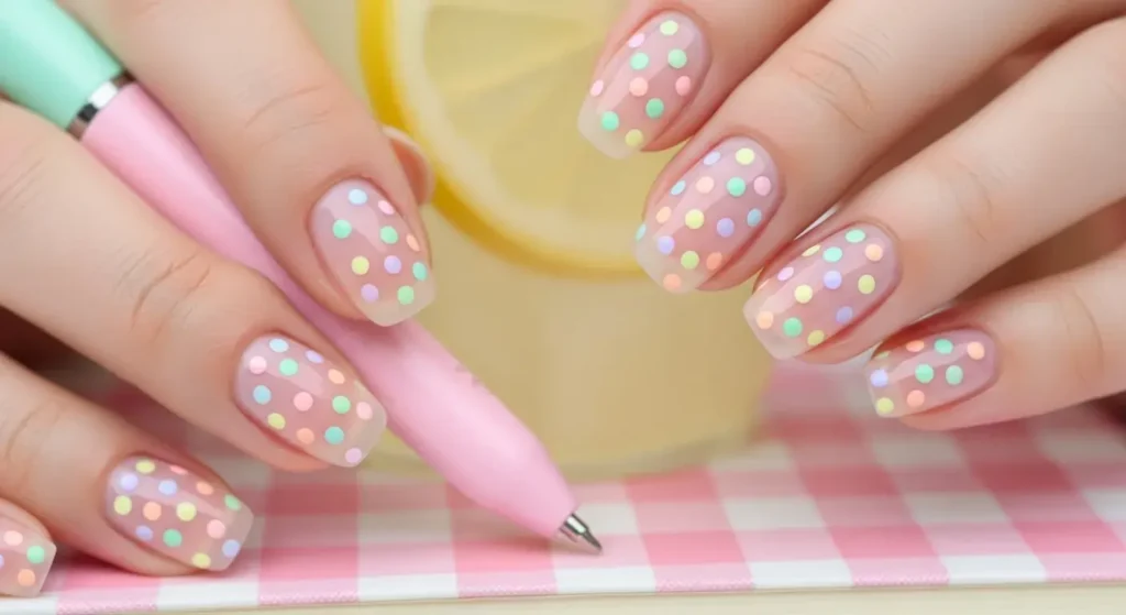 Pastel Rainbow Dots Nail Designs