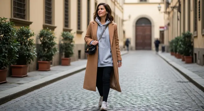 Longline Coat + Hoodie + Leggings Adorable Winter Outfits