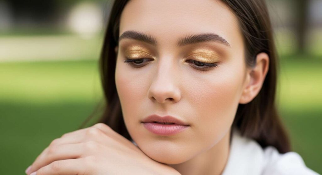 Soft Shimmer on the Eyelids Light Summer Makeup