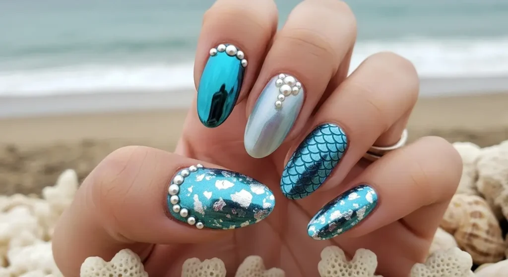 Mermaidcore Texture Vacation-Ready Nails for Summer