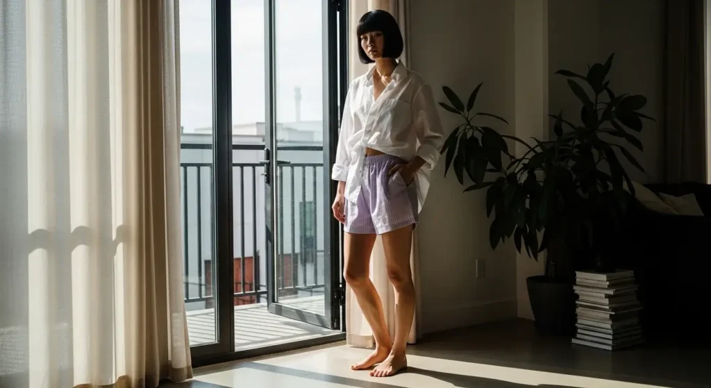 Boxer Shorts + Oversized Button-Up Trendy Summer Shorts
