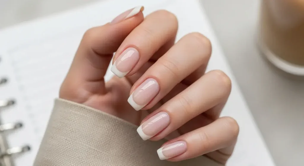 Milky White Micro French Back to School Nails