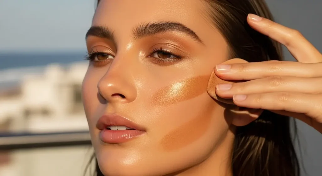Bronzed Cream Contour Perfect Beach Makeup