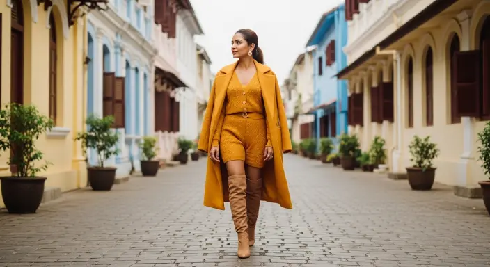  Statement Coat + Knit Set + Knee-High Boots Adorable Winter Outfits