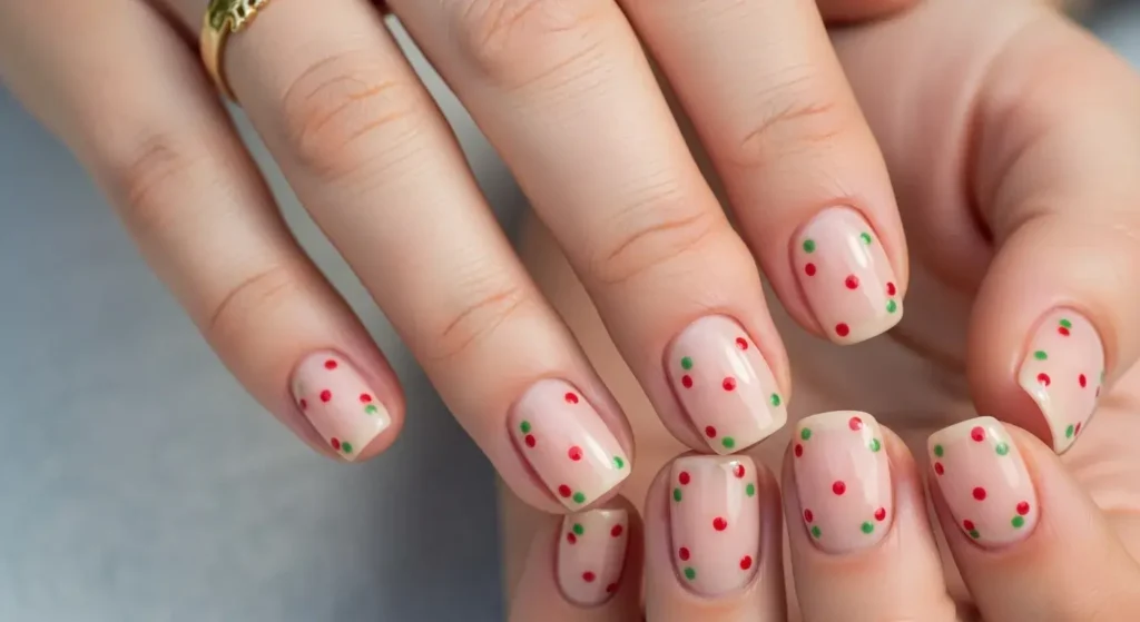 Watermelon Blush Micro Dots End of Summer Nails Ideas