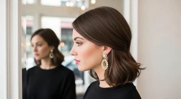 Chin-Length Side Part Short Silk Press Hairstyles