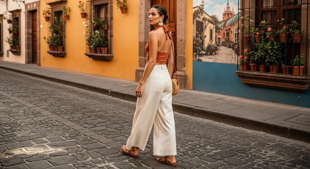 Linen Pants + Halter Crop Top Wear in Mexico