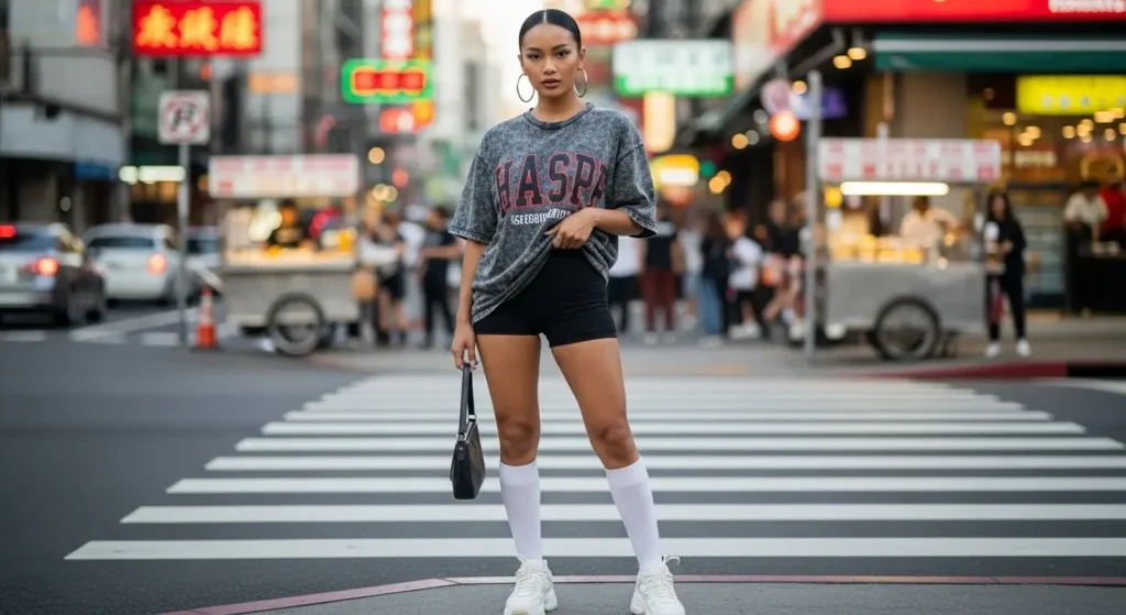Micro Shorts + Oversized Tee Trendy Summer Shorts