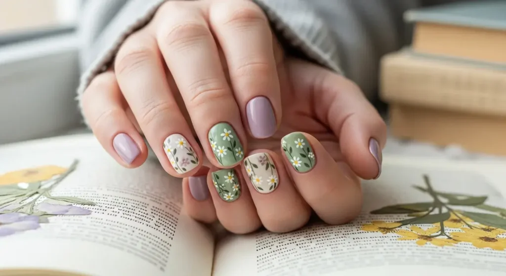 Tiny Floral Dot Nails Back to School Nails