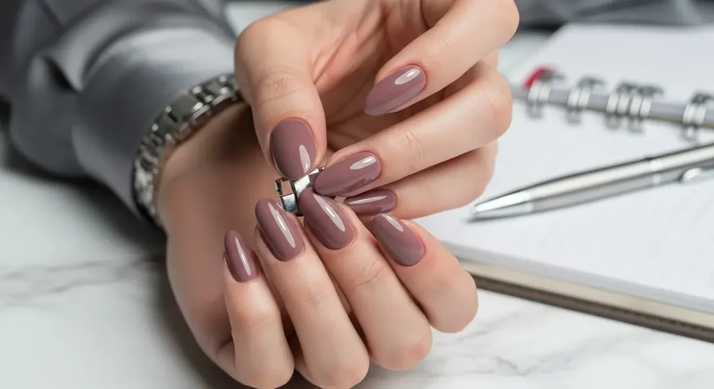 Mauve Glaze Glossy Gel Nail Designs for Summer