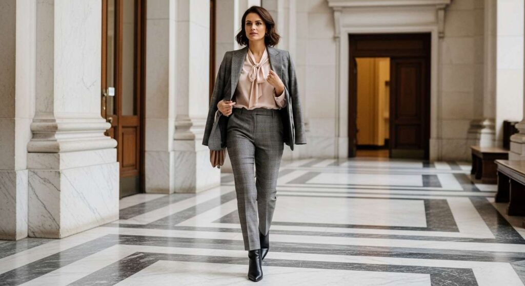 Tailored Suit Set + Silk Blouse 