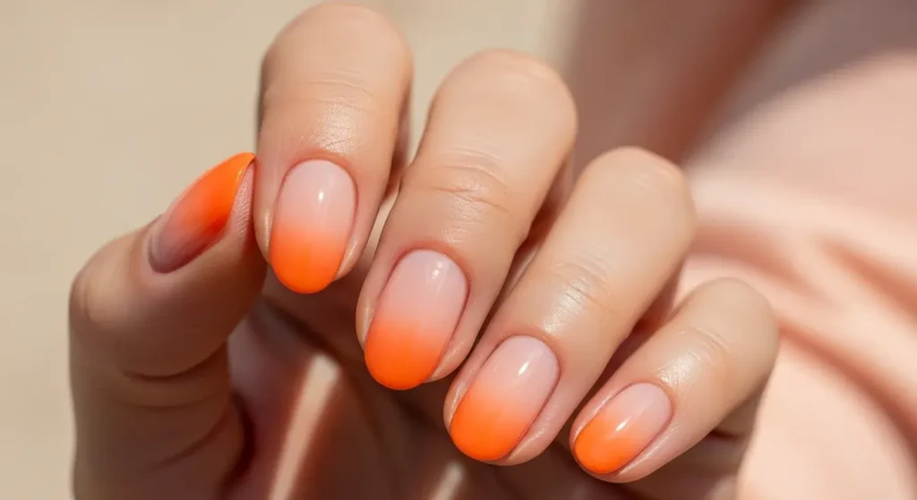 Peachy Orange Ombre Gorgeous Orange Nails