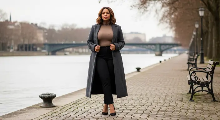 Long Wool Coat and Turtleneck Pairing Fall Outfit Ideas