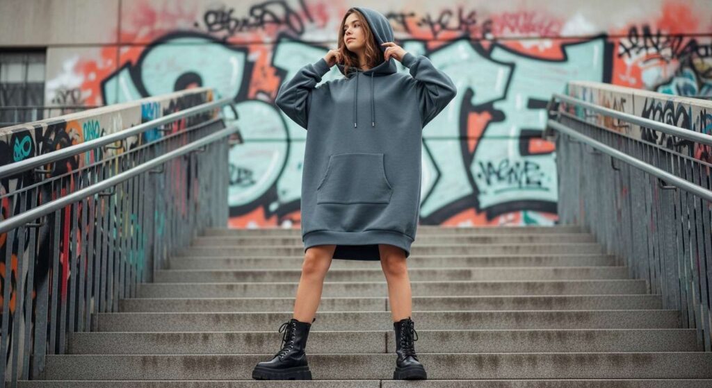 Hoodie Dress + Combat Boots Fall Outfits for Teens