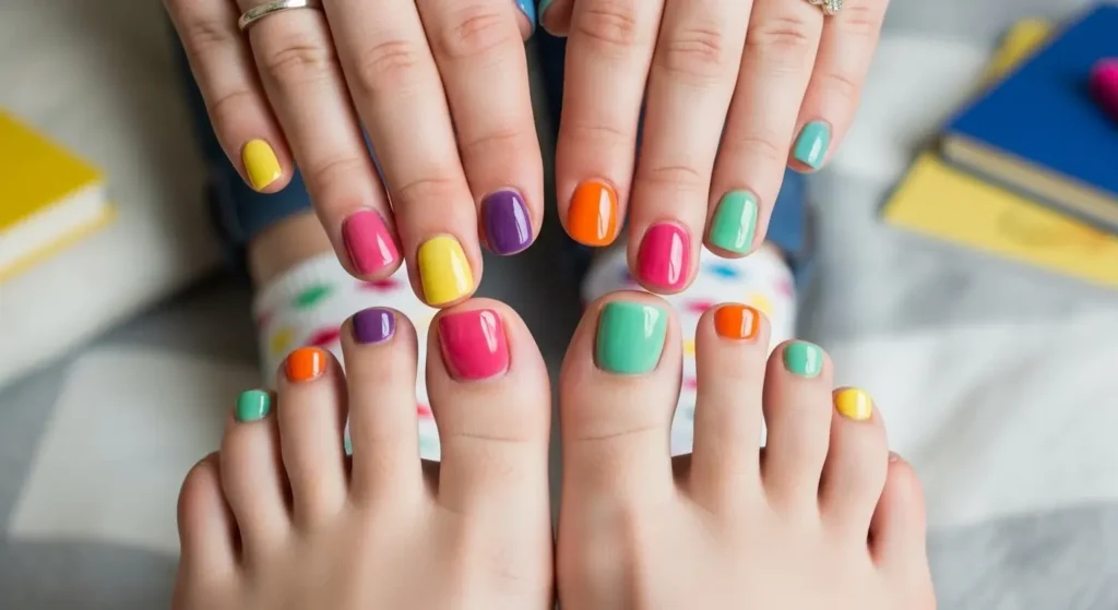 Jelly Skittles Toes & Fingers Back to School Nails