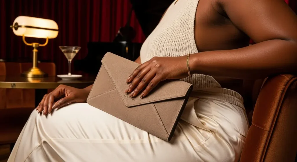 Envelope Clutch in Brushed Suede Old Money Handbags