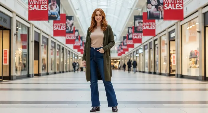 Longline Cardigan + Simple Top + Flared Jeans Casual Winter Outfit Ideas