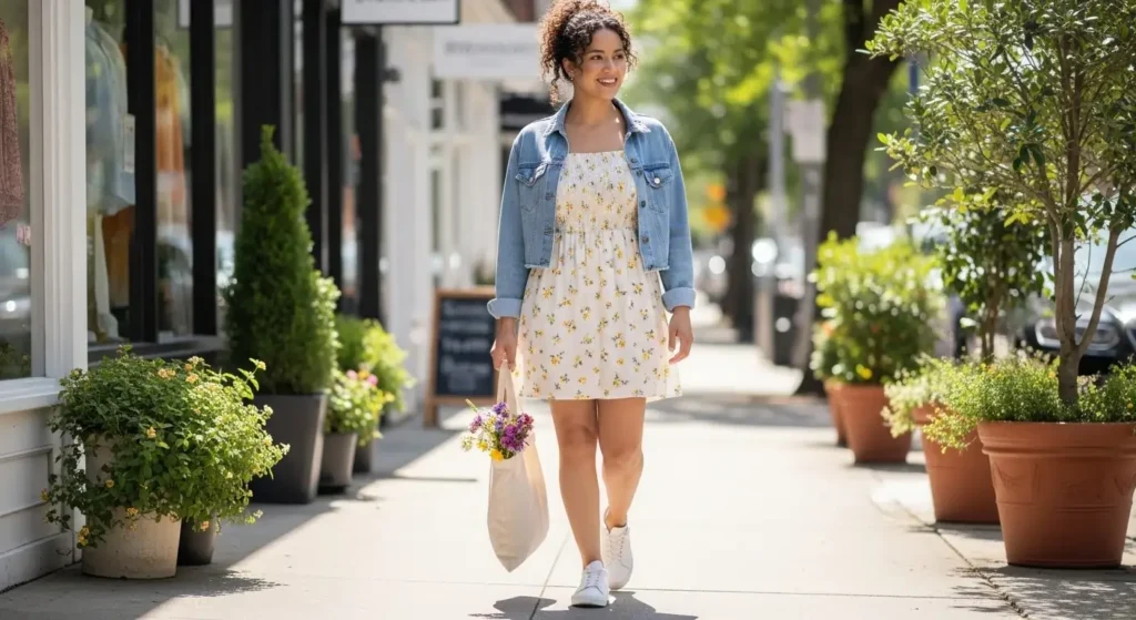 Linen Floral Sundress + Sneakers Perfect Dress Outfits That Prove Florals Are Still Summer