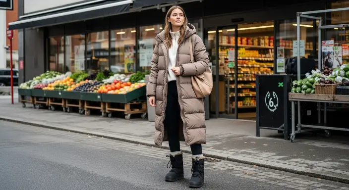 Longline Puffer Coat + Monochrome Base Layers Chic Winter Outfits