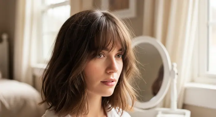  Shoulder-Length Cut with Wispy Bangs 