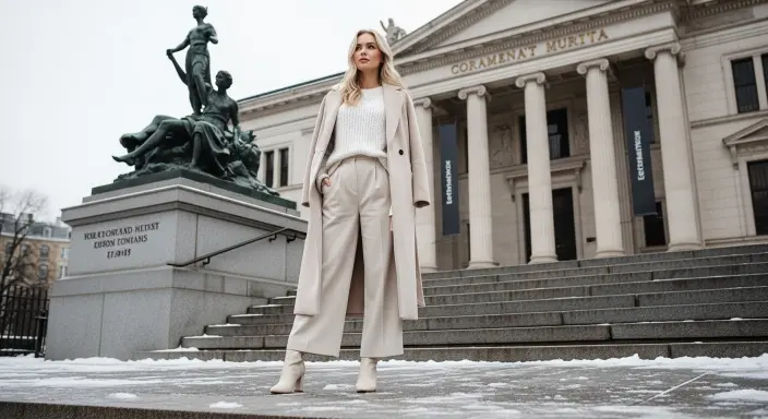 Creamy Monochrome Layers Aesthetic Winter Outfits