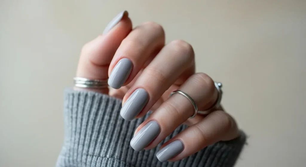 Dove Grey Oval Nails Grey Nail Designs