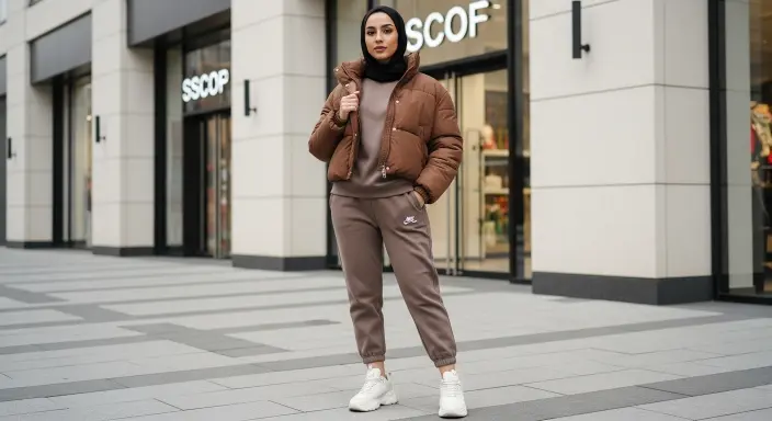 Puffer Coat + Athleisure Layers Aesthetic Winter Outfits