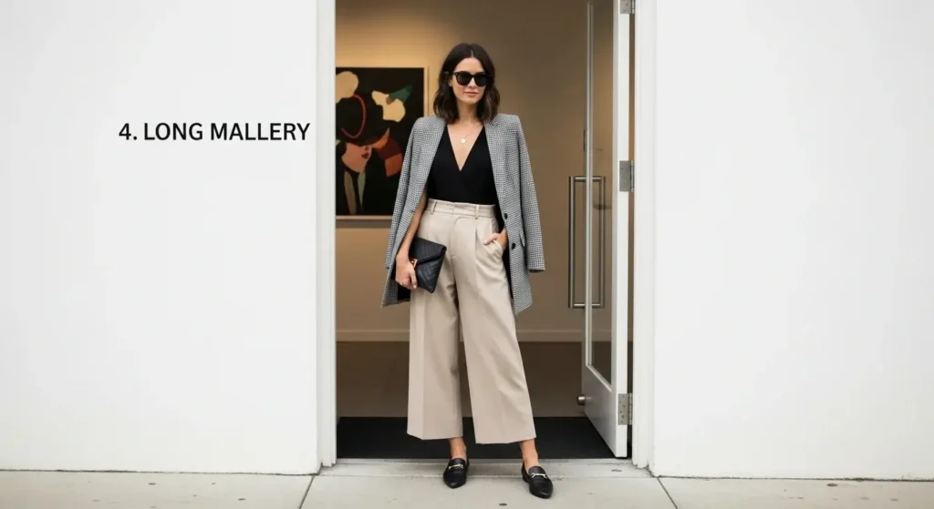 Longline Blazer + Bodysuit + Wide-Leg Pants Shein Fall Outfits