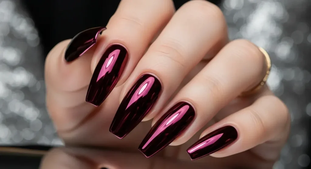 Burgundy Chrome Nails Chic Burgundy Nails