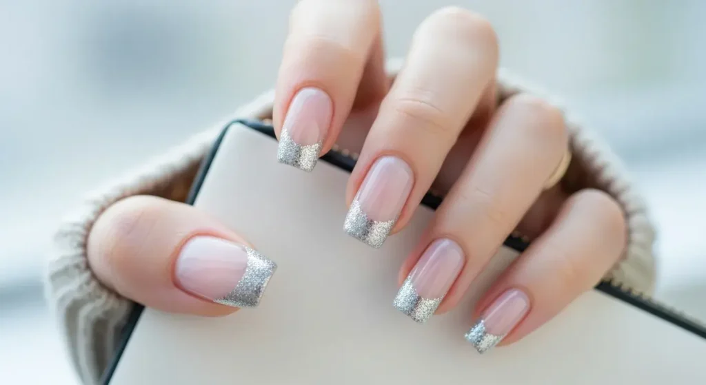 Cool Grey French Tips Grey Nail Designs
