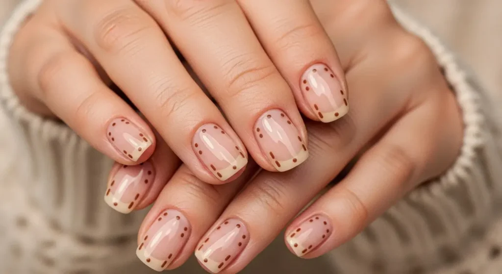 Cinnamon Micro Dots Autumn Nails Chic Ladies