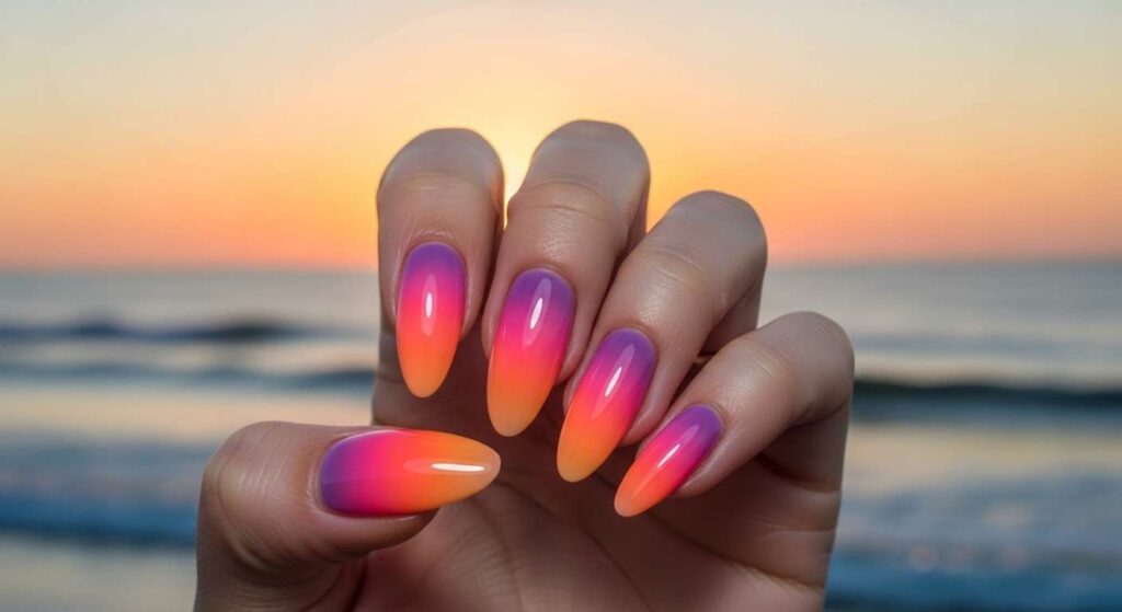 Sunset Ombré Nails August Nails Design