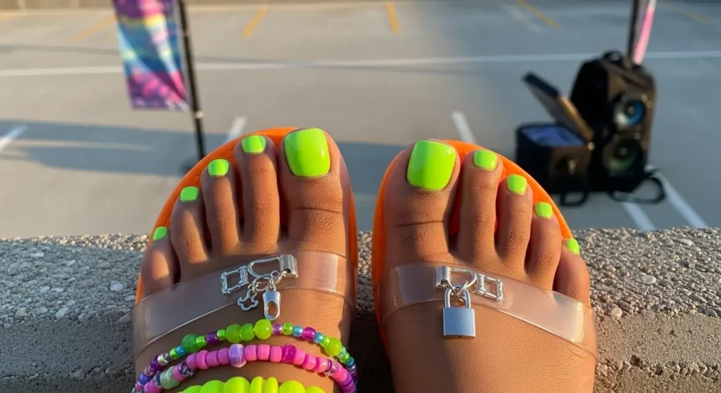 Neon Lime Pop Best July Toe Nail Ideas